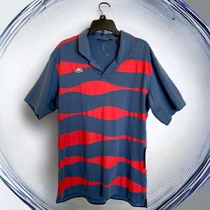 New Mens Small Radmor Shirt Golf Polo Mute Blue/Red Crosby Reverb Short Sleeve